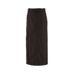 Salvatore Ferragamo Women Dark Brown Leather Skirt